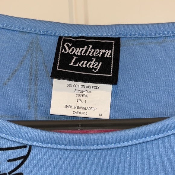 NAUTICAL preppy boat coastal sailboat beach short sleeve blue top NWT Large - Picture 3 of 6